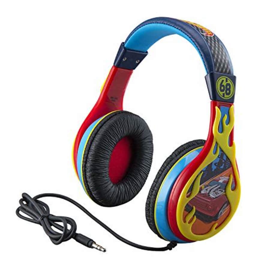 eKids Hot Wheels Headphones, Adjustable Headband, Stereo Sound, 3.5Mm Jack, Wired Headphones for for $30 eKids Hot Wheels Headphones, Adjustable Headband, Stereo Sound, 3.5Mm Jack, Wired Headphones for for $30