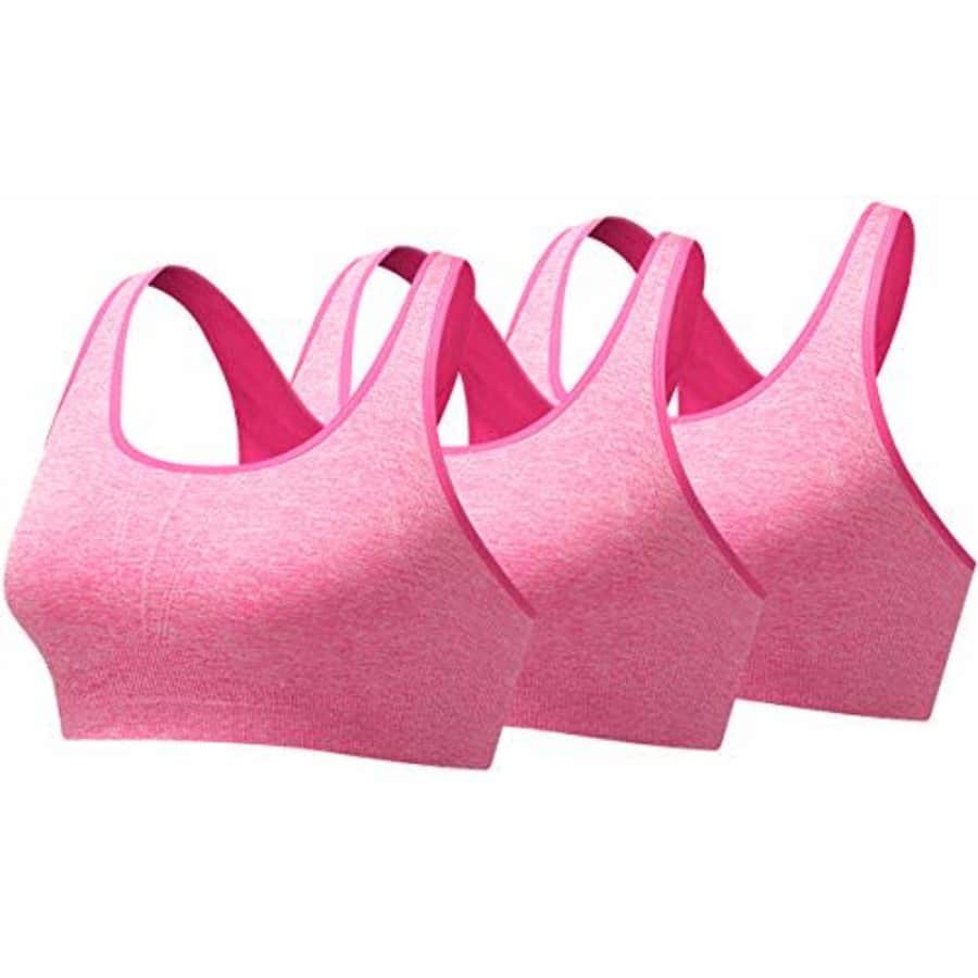 Wantdo Women Seamless Racerback Sports Bras Impact Activewear Wireless M Pink 3 Pack for $19