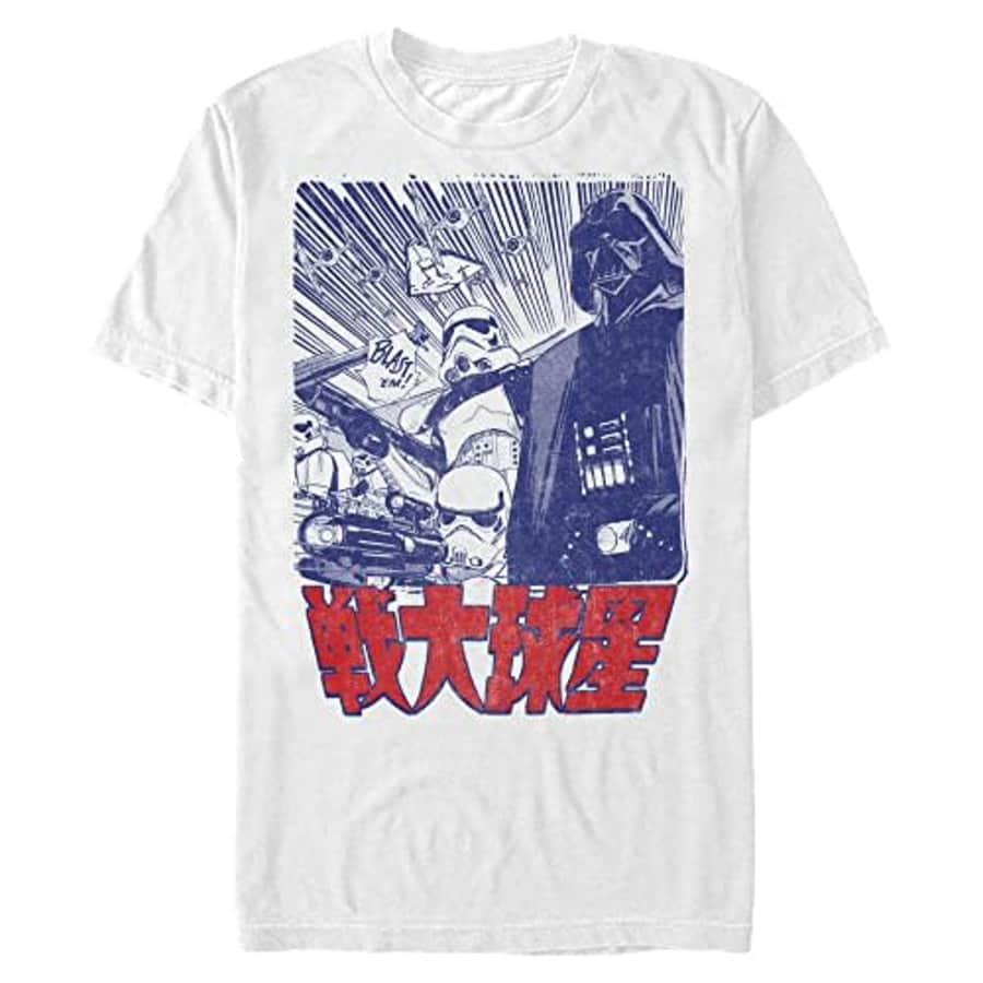 STAR WARS Big & Tall Gunner Men's Tops Short Sleeve Tee Shirt, White, 4X-Large for $8