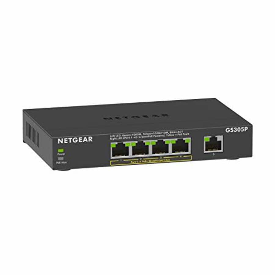 NETGEAR 5-Port Gigabit Ethernet Unmanaged PoE Switch (GS305P) - with 4 x PoE+ @ 63W, Desktop or for $70 NETGEAR 5-Port Gigabit Ethernet Unmanaged PoE Switch (GS305P) - with 4 x PoE+ @ 63W, Desktop or for $70