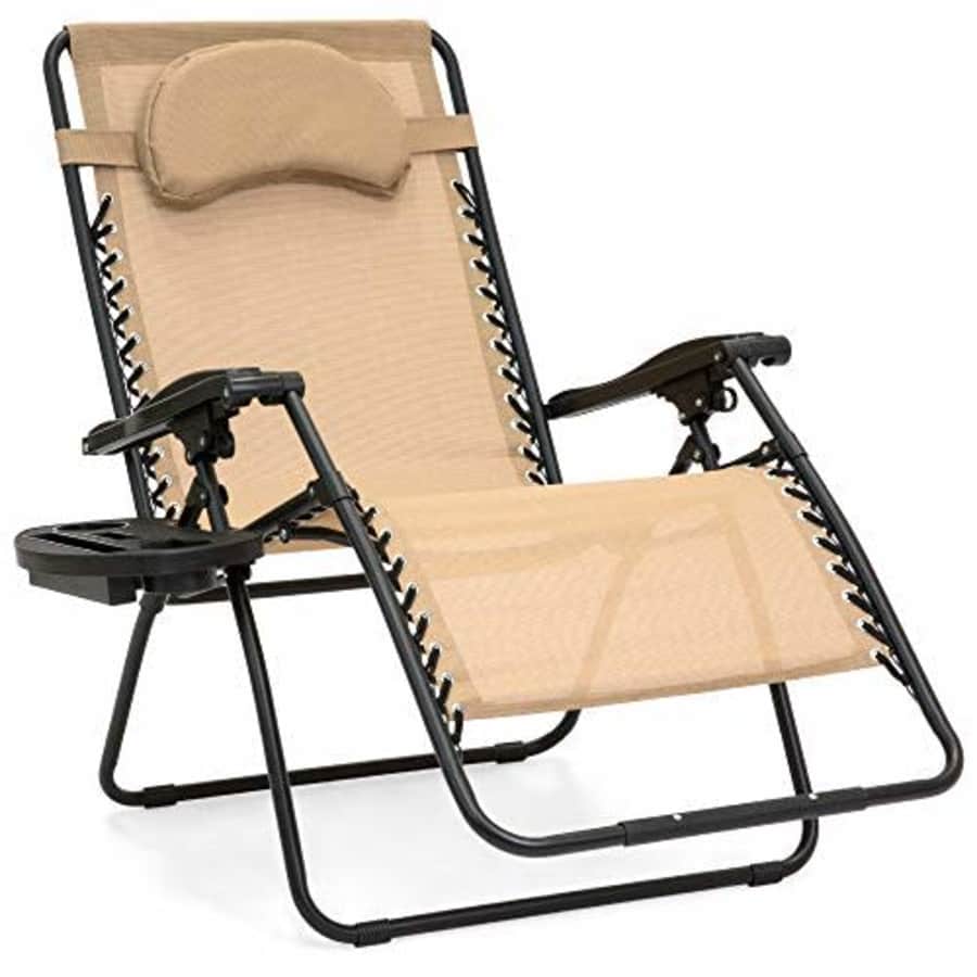 Best Choice Products Oversized Zero Gravity Chair, Folding Outdoor Patio Lounge Recliner w/Cup for $65