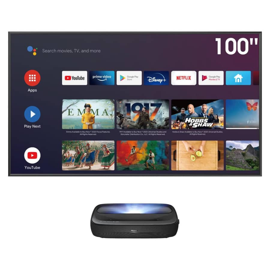 Hisense 4K UHD TriChroma Laser UST Projector + 100" ALR Screen for $1,599