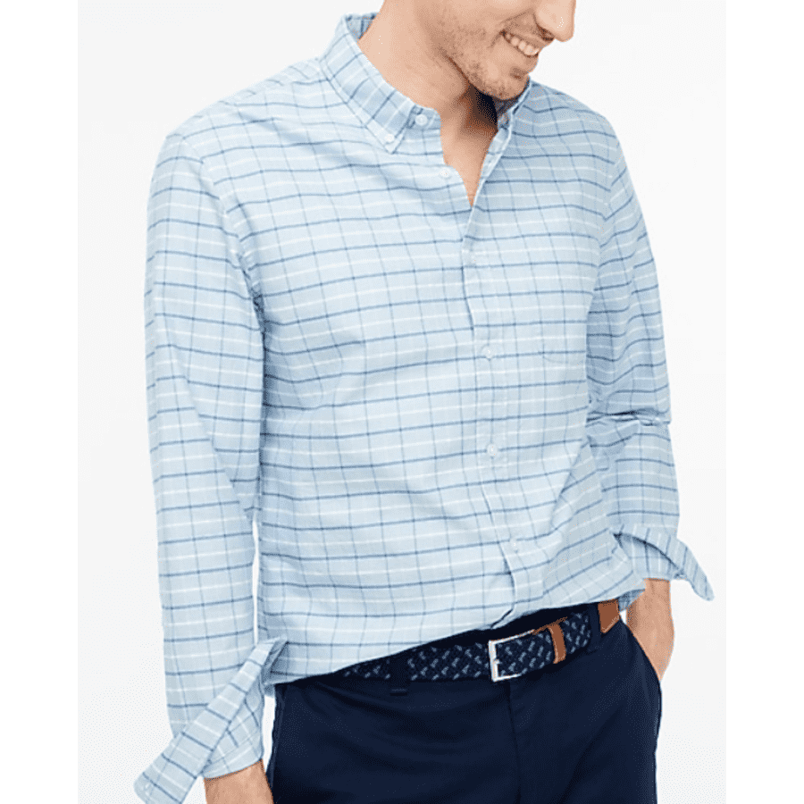 J.Crew Factory Men's Tattersall Flex Oxford Shirt for $12 J.Crew Factory Men's Tattersall Flex Oxford Shirt for $12