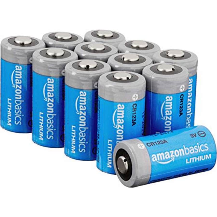 Amazon Basics CR123A 3 Volt Lithium Batteries, 1550 mAh, 10-Year Shelf Life, Value Pack, 12 Pack for $30
