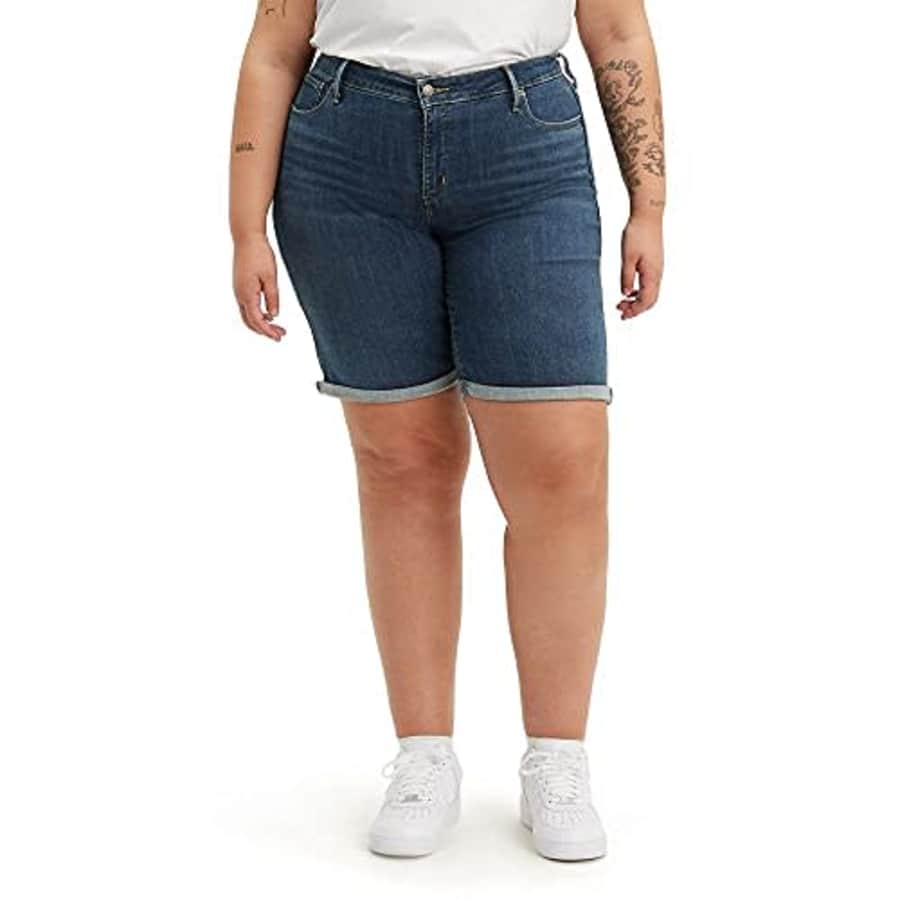 Levi's Women's Plus-size Shaping Bermuda Shorts, -Maui Dive Splash, 44 (US 24) for $20