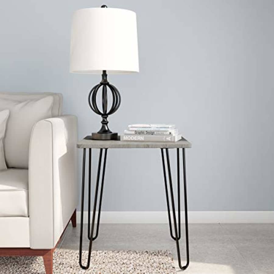 Lavish Home Home Lavish End Table with Hairpin Legs-Modern Industrial Style Decor Woodgrain-Look and Steel for $36