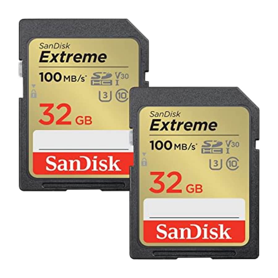 SanDisk Extreme 32GB UHS-I U3 SDHC Memory Card, 2-Pack for $21