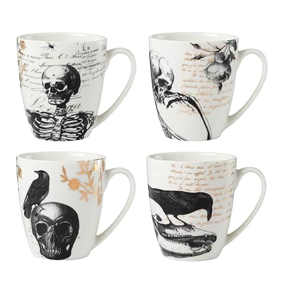 Lenox Vintage Gold Halloween Mugs, Set of 4, 2.91, White for $36 Lenox Vintage Gold Halloween Mugs, Set of 4, 2.91, White for $36