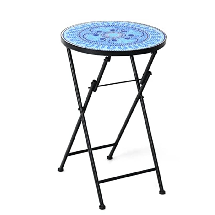 Giantex Folding Mosaic Patio Table, 14'' Outdoor Side Table Round Accent Table Plant Stand with for $40 Giantex Folding Mosaic Patio Table, 14'' Outdoor Side Table Round Accent Table Plant Stand with for $40