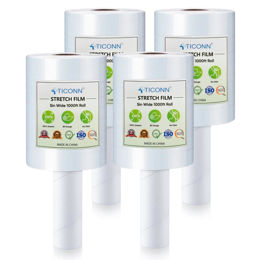 Ticonn 5" 1,000-Ft. Stretch Film 4-Pack for $33 Ticonn 5" 1,000-Ft. Stretch Film 4-Pack for $33