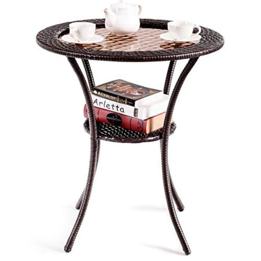 Giantex Round Rattan Wicker Coffee Table Glass Top Steel Frame Patio Furni W/Lower Shelf (Round) for $62 Giantex Round Rattan Wicker Coffee Table Glass Top Steel Frame Patio Furni W/Lower Shelf (Round) for $62