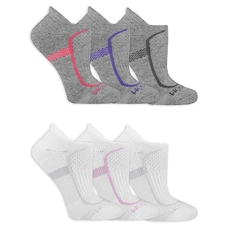Fruit Of the Loom Women CoolZone No Show with Tab Socks (6 Pack), Grey/White Assorted, 8-12 for $16
