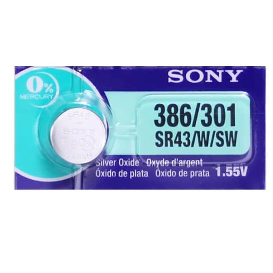 Sony 386 / 301 (SR43/W/SW) 1.55V Silver Oxide 0%Hg Mercury Free Watch Battery (30 Batteries) for $15 Sony 386 / 301 (SR43/W/SW) 1.55V Silver Oxide 0%Hg Mercury Free Watch Battery (30 Batteries) for $15