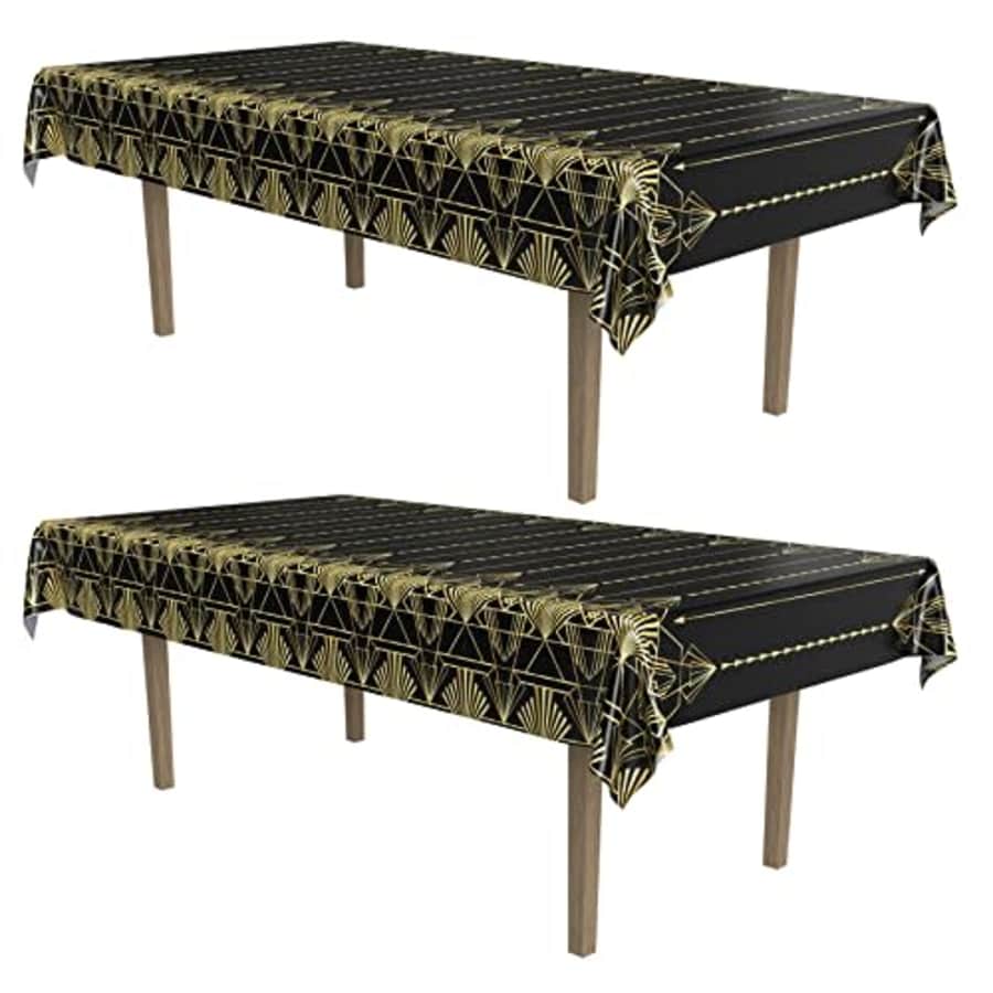 Beistle 2 Piece Disposable Plastic Elegant Roaring 20's Rectangular Table Covers 1920's Great for $11 Beistle 2 Piece Disposable Plastic Elegant Roaring 20's Rectangular Table Covers 1920's Great for $11