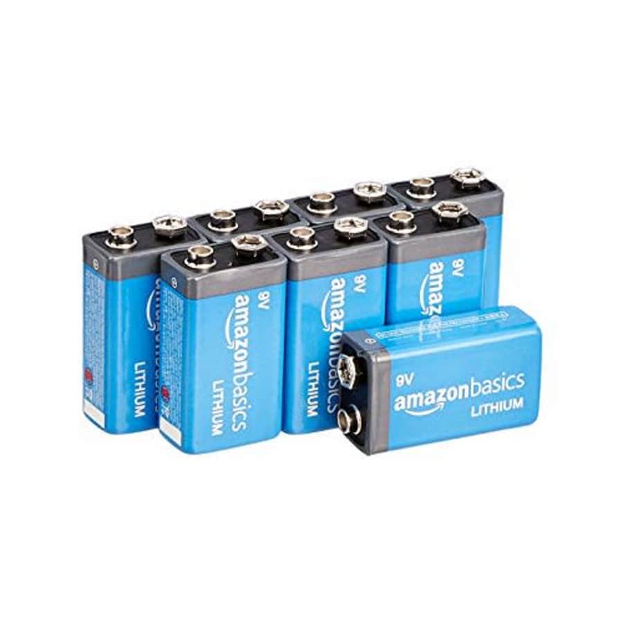 Amazon Basics 8-Pack 9 Volt High-Performance Lithium Batteries, 10-Year Shelf Life, Long Lasting for $50