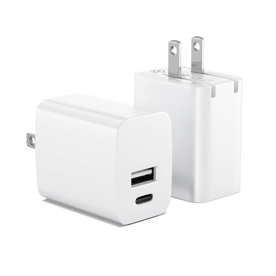 20W USB-C Dual Port Wall Charger 2-Pack for $10