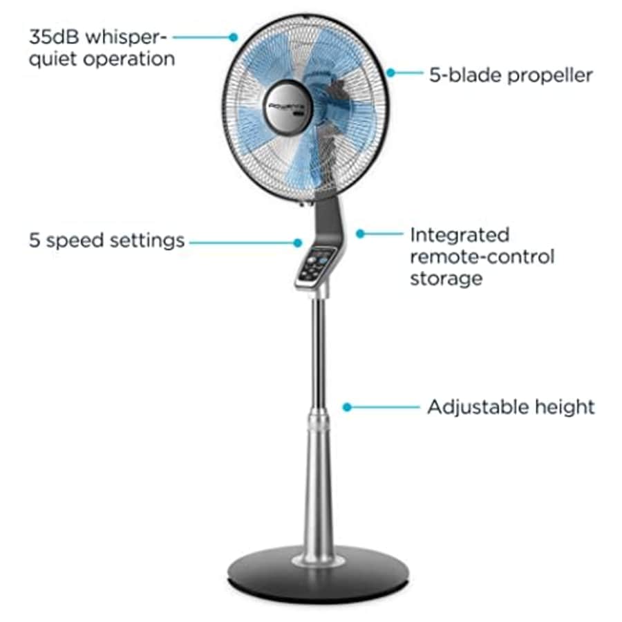 Rowenta Turbo Silence Standing Floor Fan with Remote 53 Inches Ultra Quiet Fan Oscillating, for $95
