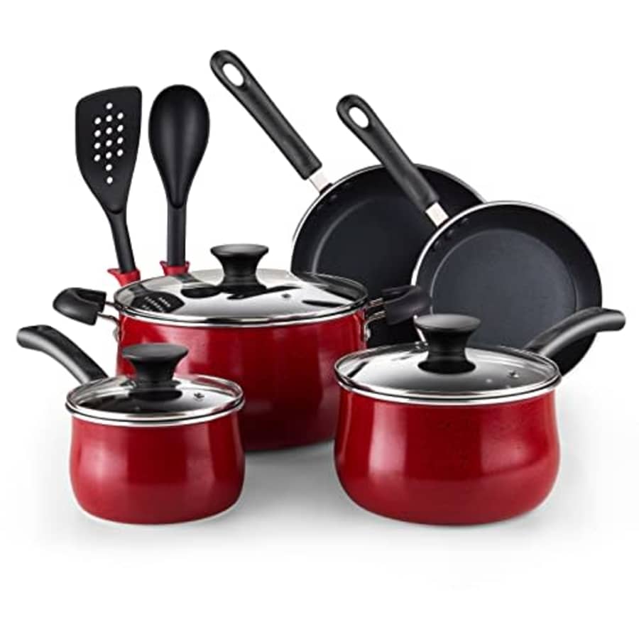 Cook N Home Pots and Pans Nonstick Cookware Set 10-Piece, Belly Shape Kitchen Cooking Set with for $76 Cook N Home Pots and Pans Nonstick Cookware Set 10-Piece, Belly Shape Kitchen Cooking Set with for $76