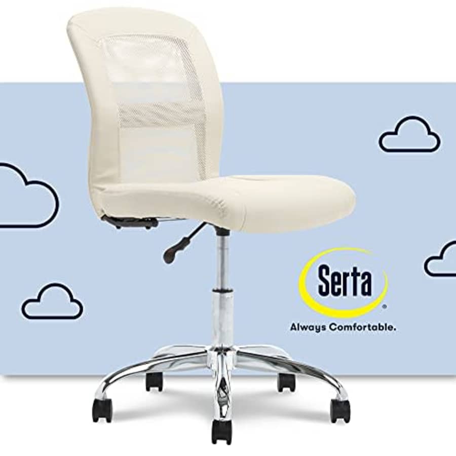Serta Essentials Computer Chair, Inspiration Cream Faux Leather and Mesh for $117