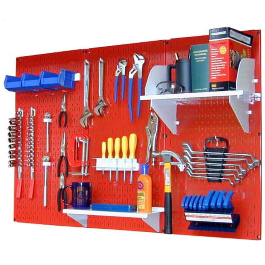 Wall Control 4 ft Metal Pegboard Standard Tool Storage Kit with Red Toolboard and White Accessories for $151 Wall Control 4 ft Metal Pegboard Standard Tool Storage Kit with Red Toolboard and White Accessories for $151