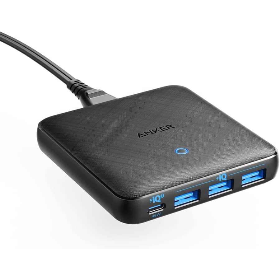 Anker 65W 4-Port PowerIA 3.0 and GaN Fast Charge Adapter: $22
