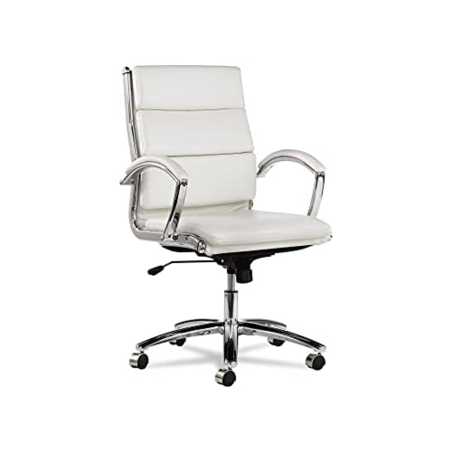 Alera ALENR4206 Alera Neratoli Mid-Back Swivel/tilt Chair, White Faux Leather, Chrome Frame for $181