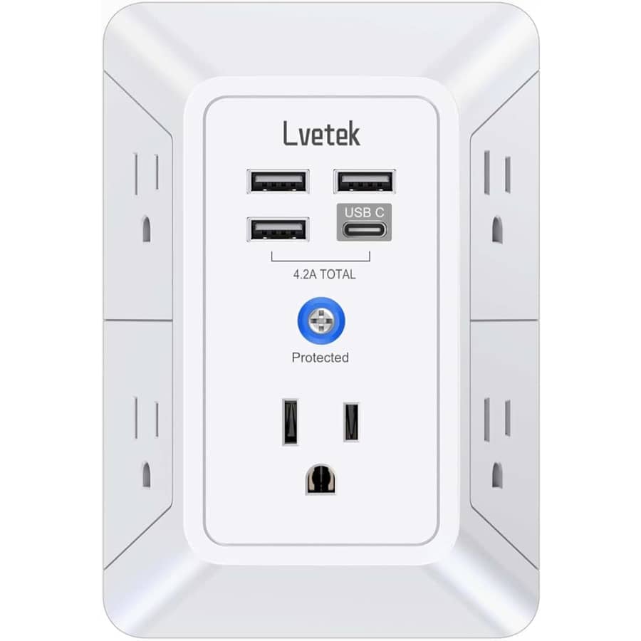5-Outlet Surge Protector Wall Charger for $9