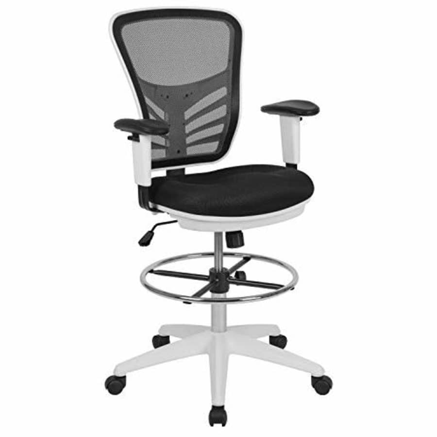 Flash Furniture Mid-Back Black Mesh Ergonomic Drafting Chair with Adjustable Chrome Foot Ring, for $208 Flash Furniture Mid-Back Black Mesh Ergonomic Drafting Chair with Adjustable Chrome Foot Ring, for $208