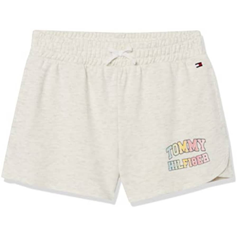 Tommy Hilfiger Girls' Pull On Short, Elastic Waist & Faux Drawstring, Varsity Oatmeal 22, 12-14 for $21