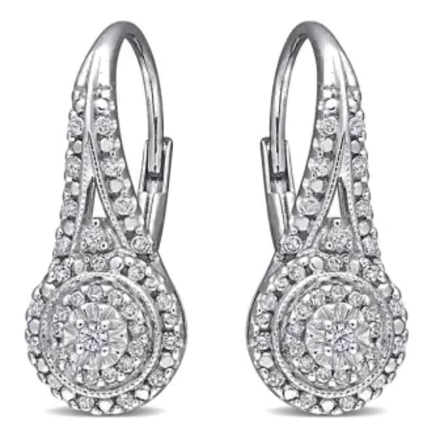 0.4-TCW 3/4" Natural Diamond Double Halo Leverback Hoop Earrings for $35 0.4-TCW 3/4" Natural Diamond Double Halo Leverback Hoop Earrings for $35