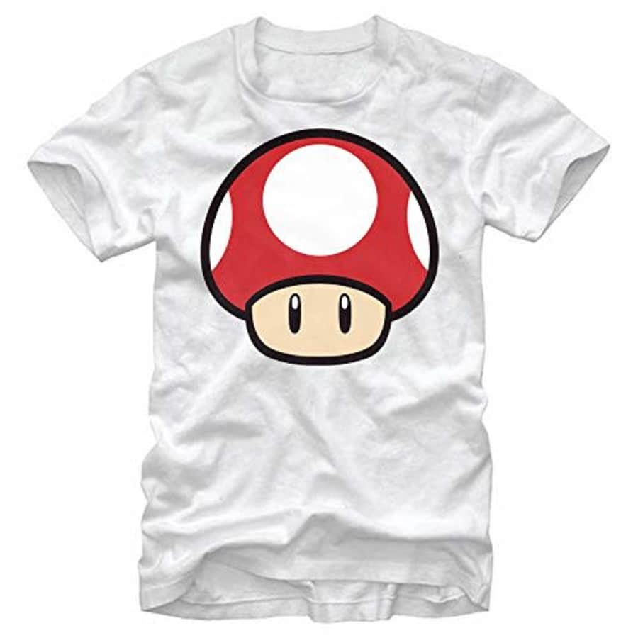 Nintendo Men's Super Mario Mushroom Power-Up T-Shirt, White, Medium for $14 Nintendo Men's Super Mario Mushroom Power-Up T-Shirt, White, Medium for $14
