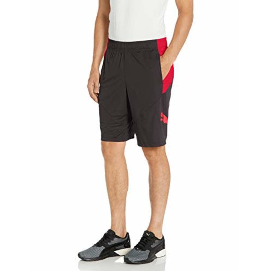 PUMA Men's CAT Shorts, Black-High Risk Red, S for $18