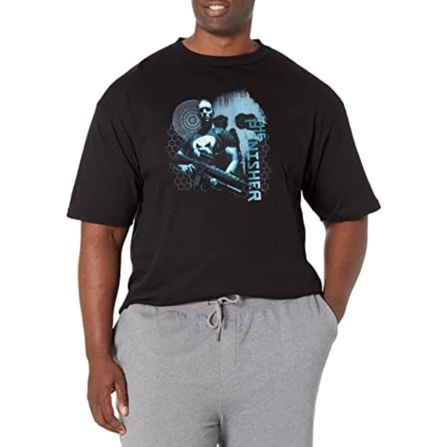 Marvel Big & Tall Classic Punisher Protocol Men's Tops Short Sleeve Tee Shirt, Black, XX-Large for $23 Marvel Big & Tall Classic Punisher Protocol Men's Tops Short Sleeve Tee Shirt, Black, XX-Large for $23