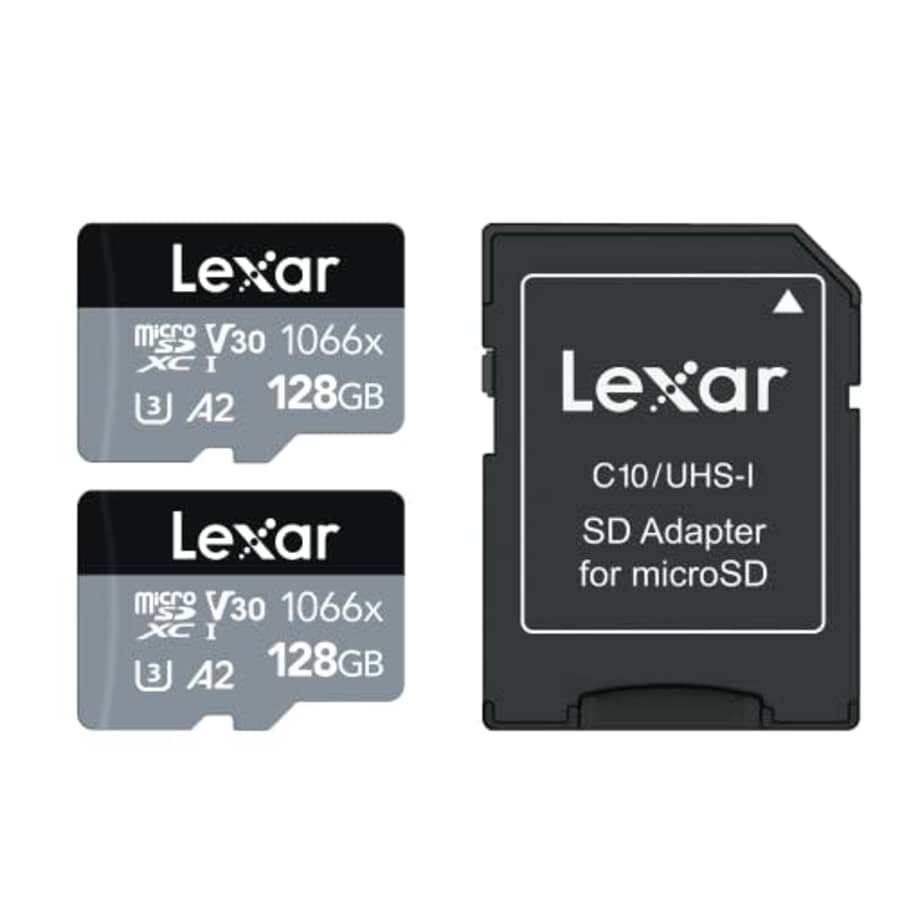 Lexar Professional 1066x 128GB (2-Pack) microSDXC UHS-I Card w/SD Adapter Silver Series, Up to for $30