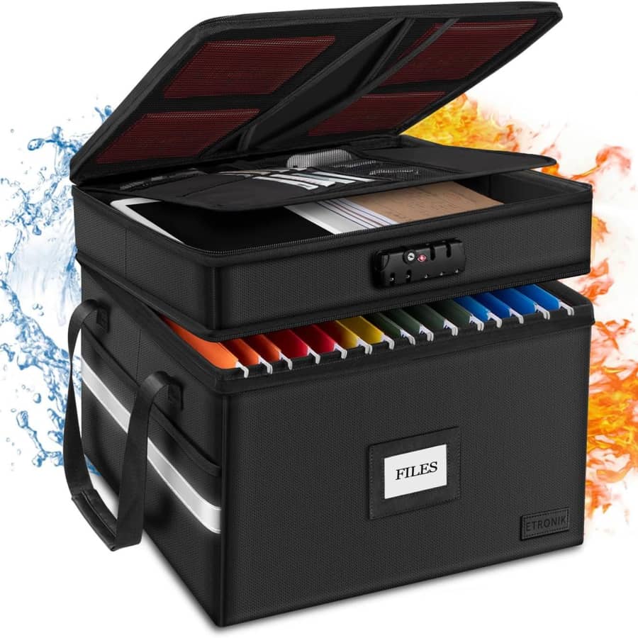 Fireproof Document Box with Lock for $39