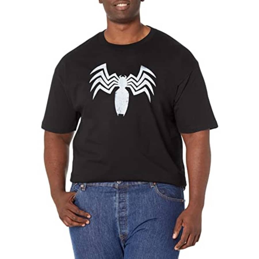 Marvel Big & Tall Classic Venom WebbyLeggy Men's Tops Short Sleeve Tee Shirt, Black, Large for $23