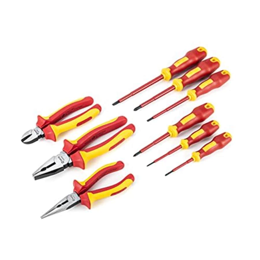 SATA 9-Piece VDE Insulated Tool Set with Electricians' Pliers (8" Linesman, 6" Diagonal and for $66