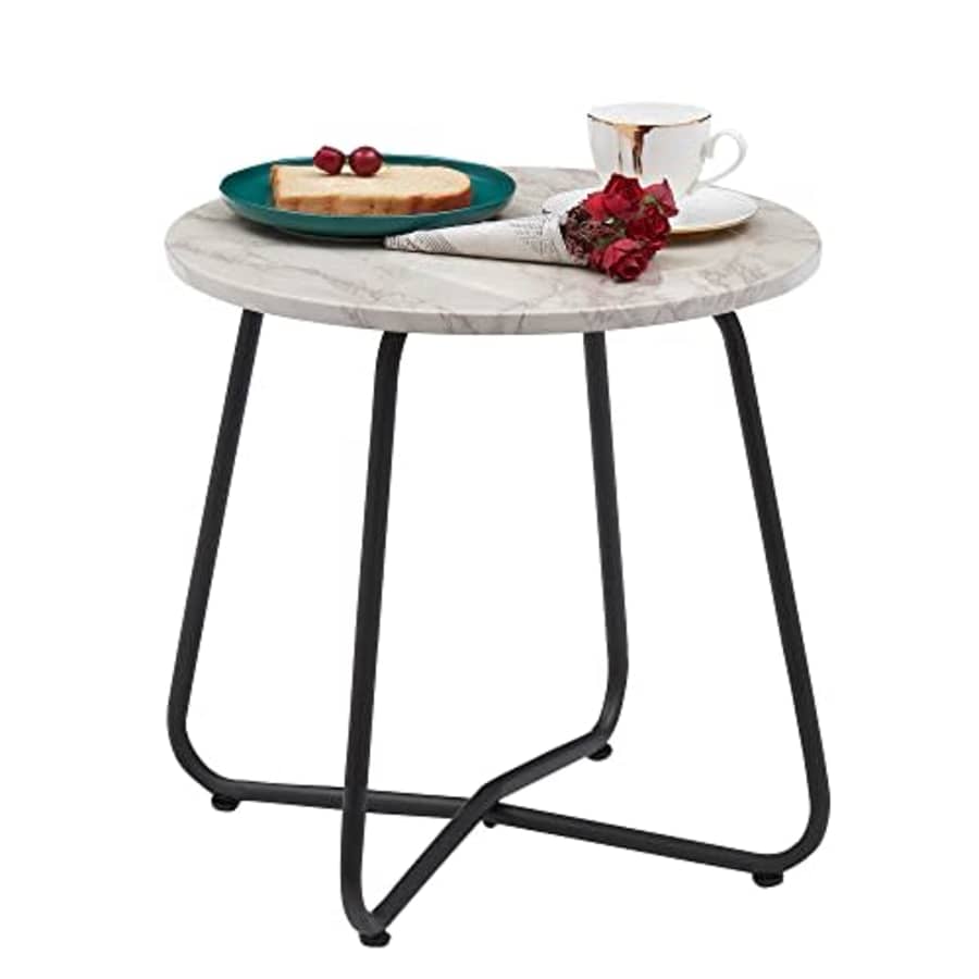VECELO Patio Outdoor Side Snack Table,Small Round Anti-Rust Metal Style for Garden Balcony, for $34 VECELO Patio Outdoor Side Snack Table,Small Round Anti-Rust Metal Style for Garden Balcony, for $34