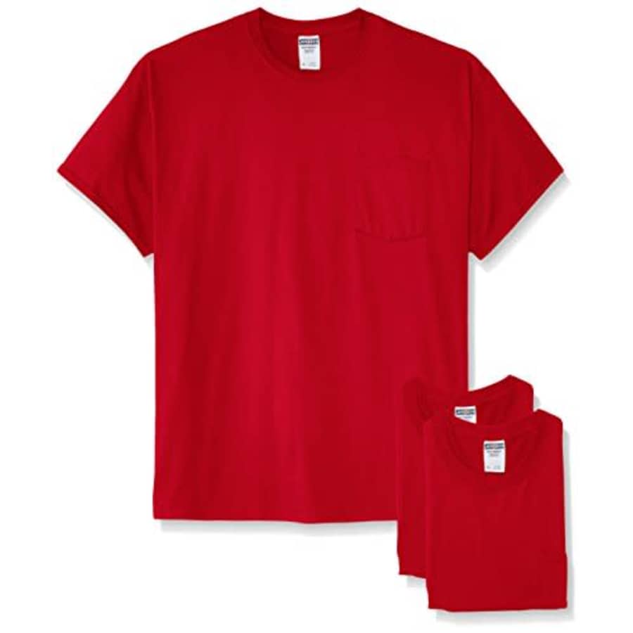 Jerzees Men's Dri-Power Short Sleeve T-Shirt (Pocket & No, Pocket-3 Pack-Red, Medium for $19 Jerzees Men's Dri-Power Short Sleeve T-Shirt (Pocket & No, Pocket-3 Pack-Red, Medium for $19