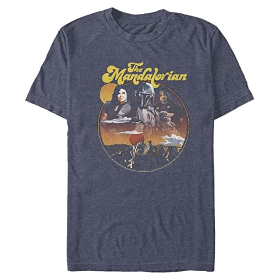 Star Wars Big & Tall Mandalorian Razor Crew Men's Tops Short Sleeve Tee Shirt, Navy Blue Heather, for $7 Star Wars Big & Tall Mandalorian Razor Crew Men's Tops Short Sleeve Tee Shirt, Navy Blue Heather, for $7