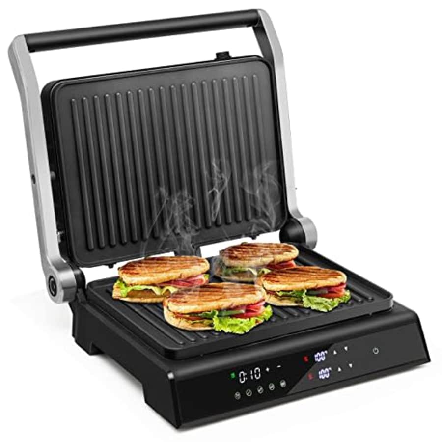 COSTWAY Electric Panini Press Grill, 1200W Sandwich Maker with Non-Stick Double Sided Plates, for $100 COSTWAY Electric Panini Press Grill, 1200W Sandwich Maker with Non-Stick Double Sided Plates, for $100