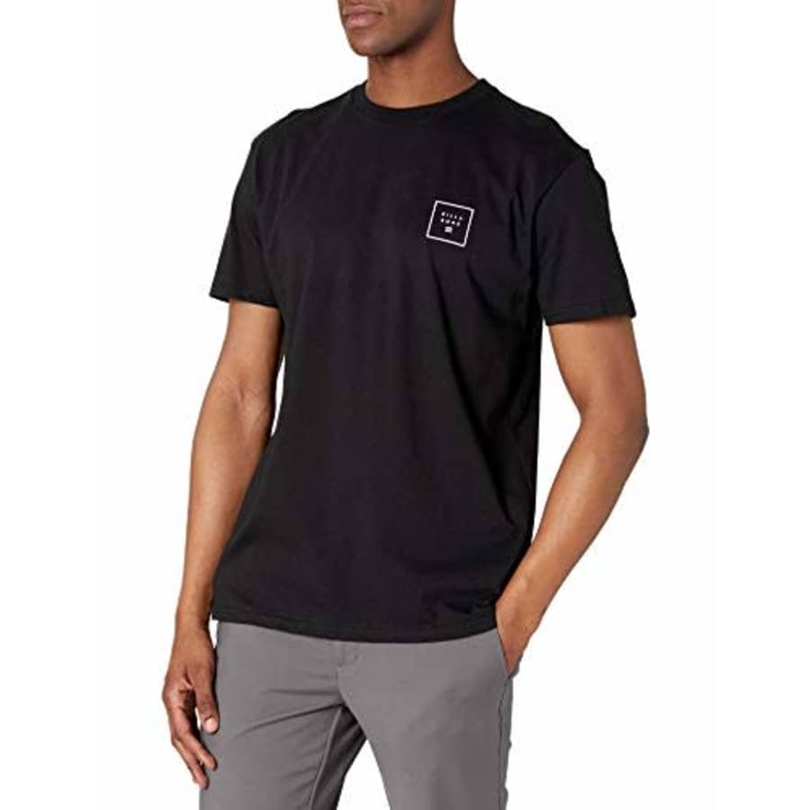 Billabong Men's Classic Short Sleeve Premium Logo Graphic Tee T-Shirt, Stacked Fill Black, Medium for $27