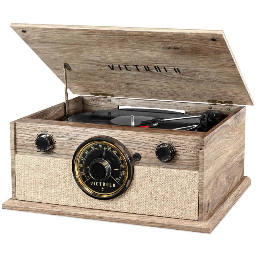 Victrola 4-in-1 Cambridge Farmhouse Modern Bluetooth Turntable with FM Radio for $50 for members Victrola 4-in-1 Cambridge Farmhouse Modern Bluetooth Turntable with FM Radio for $50 for members