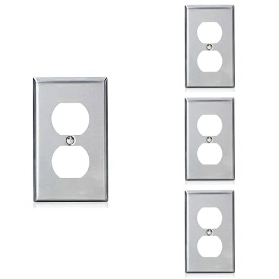 Leviton 84003 1-Gang Duplex Device Receptacle Wallplate, Standard Size, Device Mount, Stainless for $22