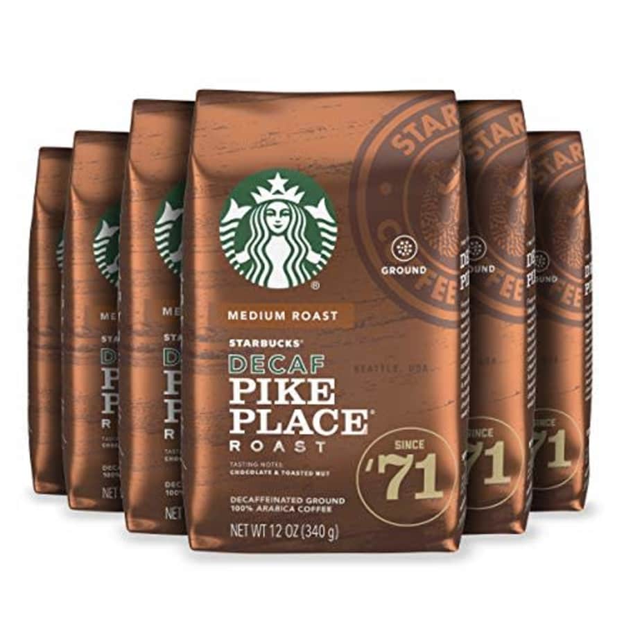 Starbucks Decaf Ground Coffee Pike Place Roast 100% Arabica 6 bags (12 oz. each) for $54