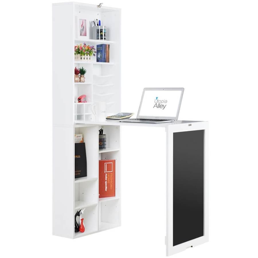 Utopia Alley Fold-Down Wall-Mount Desk w/ Bottom Bookcase & Chalkboard for $190