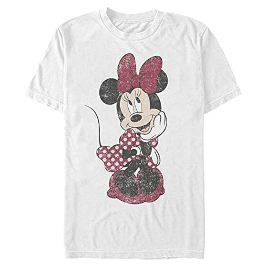Disney Men's Characters Polka Dot Minnie T-Shirt, White, Medium for $12