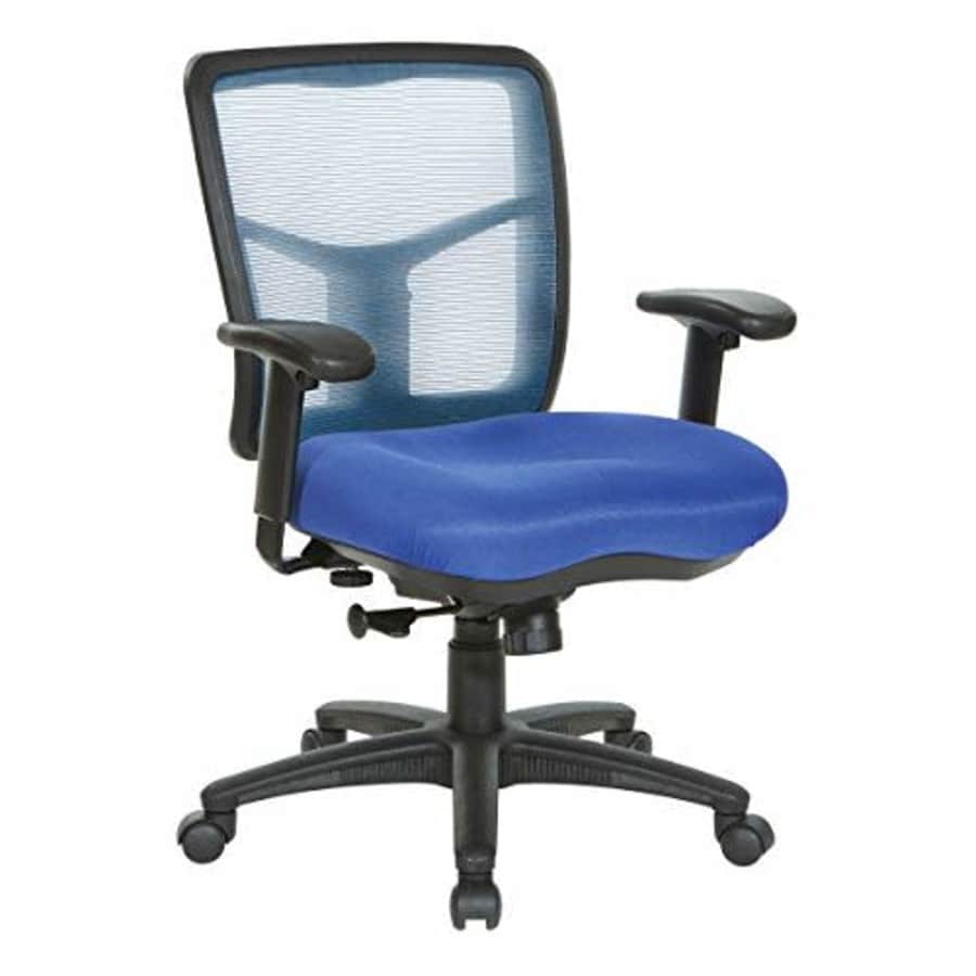 Office Star Fabric Seat and Mesh Back Manager's Chair with Adjustable Arms, Blue for $224