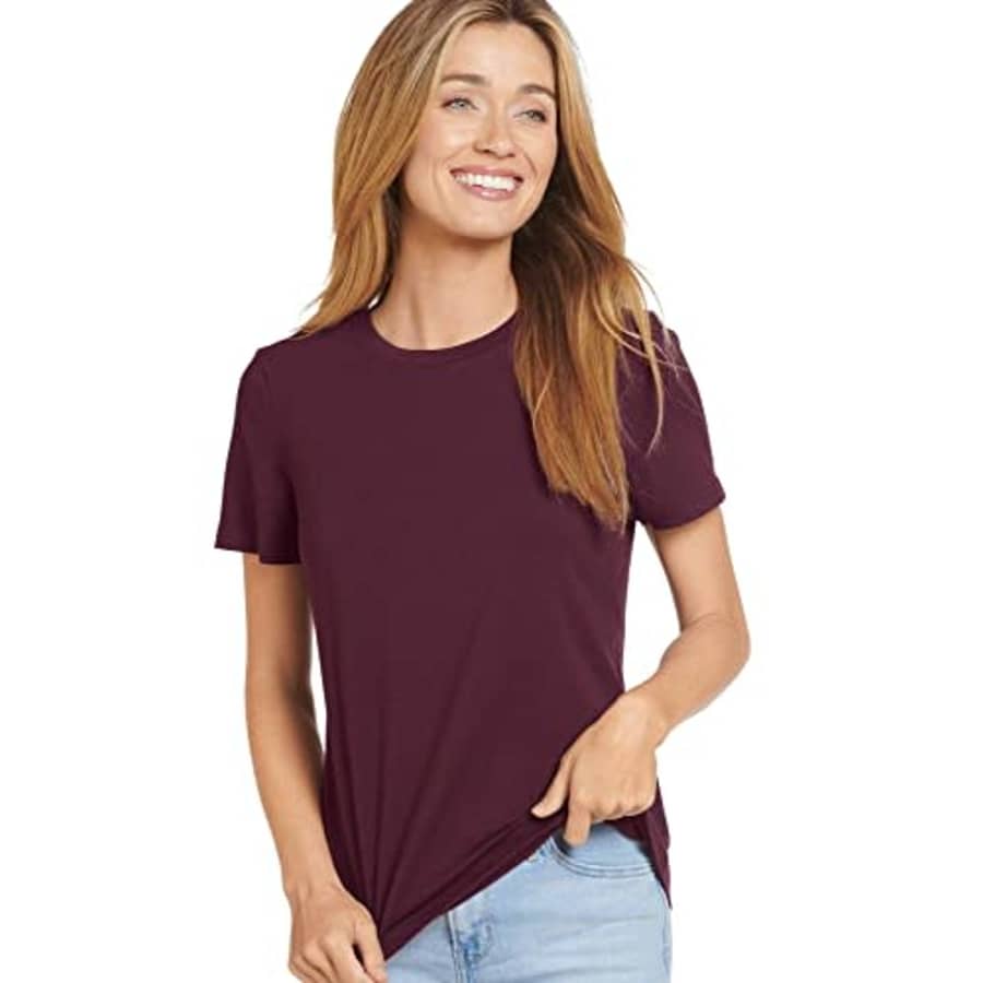 Jockey Women's Activewear Cotton Stretch Tee, Deepest Burgundy Heather, XL for $30