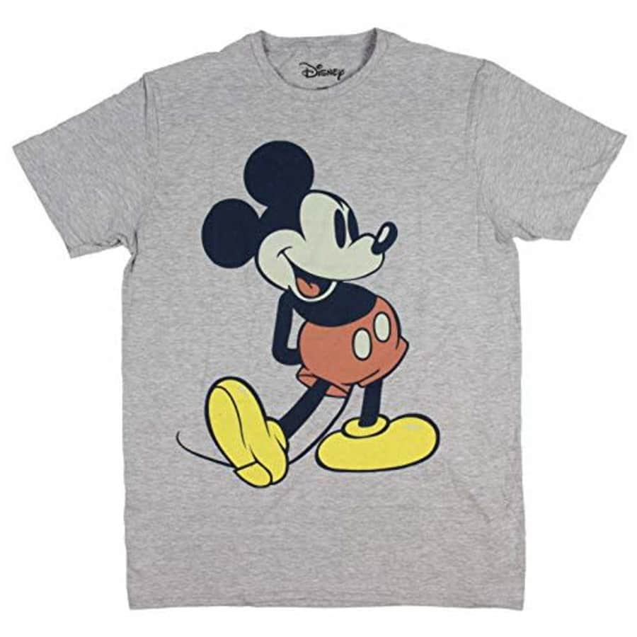 Disney Men's Giant Mickey Mouse Gray Graphic T-Shirt, Charcoal Snow Heather, Medium for $32